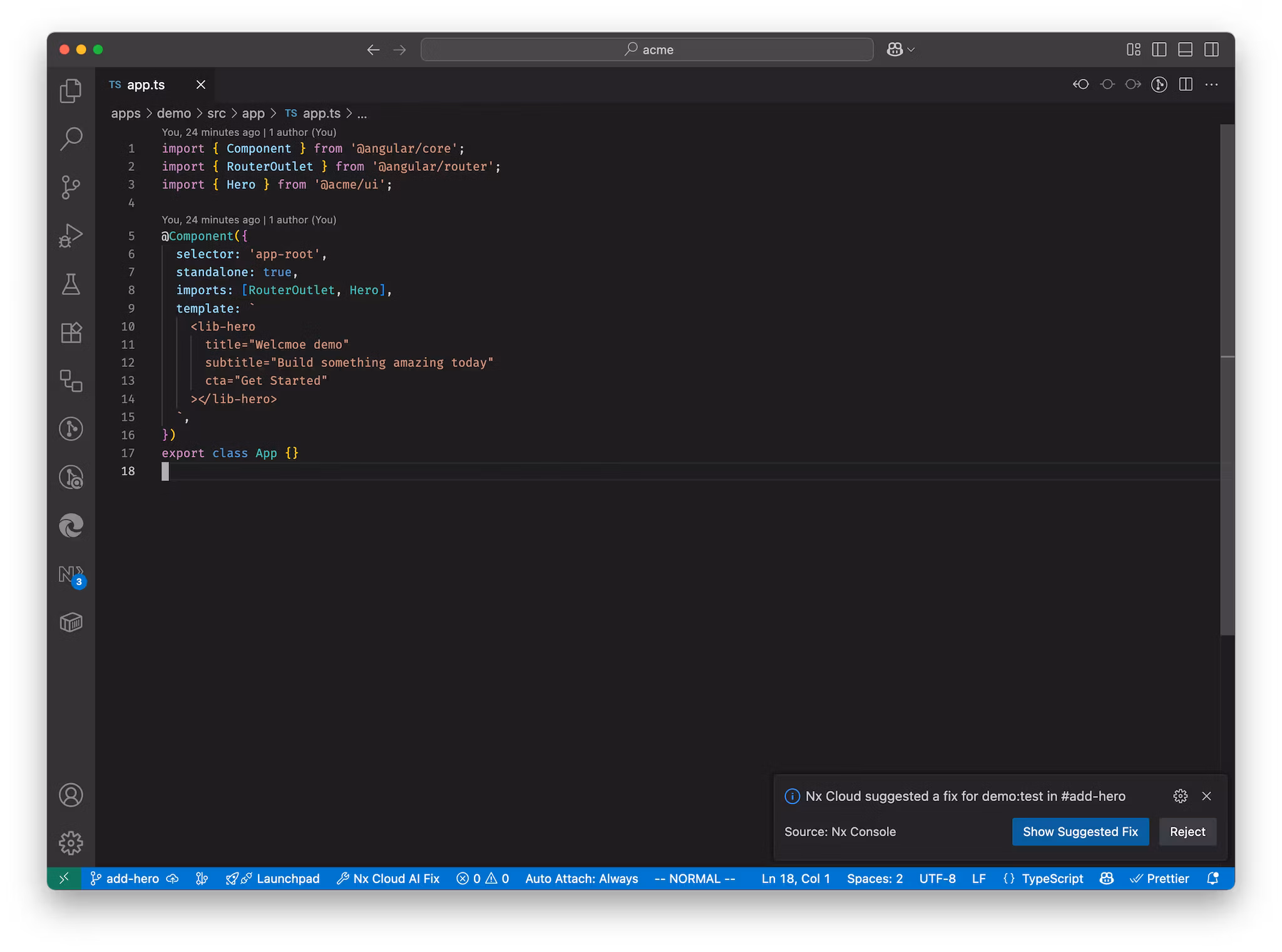 Nx Console with failure notification